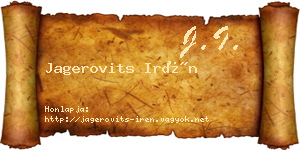 Jagerovits Irén névjegykártya